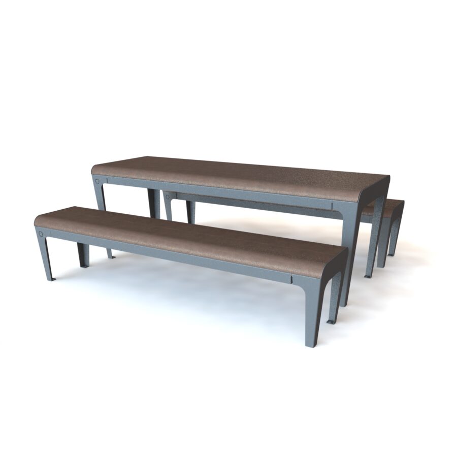 mobilier urbain table pique nique structure acier galvanisé et lames en composite et chanvre